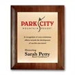Screenprint Brass - Walnut Rolled Edge | https://www.bestnamebadges.com