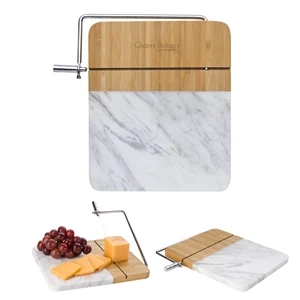 Marble and Bamboo Cheese Cutting Board With Slicer | https://www.bestnamebadges.com