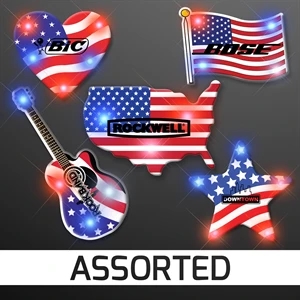 Assorted Red White & Blue Patriotic Pin Set