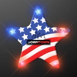 USA American Flag Star Flashing Pin