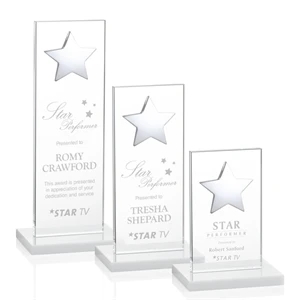 Dallas Star Award - White/Silver | https://www.bestnamebadges.com