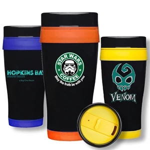 16 oz Matt Black Stainless Steel Tumbler w/ Custom Imprint | https://www.bestnamebadges.com