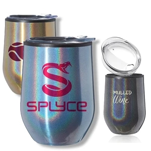 12 oz Travel Tumbler Iridescent Compact w/ Clear Lid EVA Pad | https://www.bestnamebadges.com