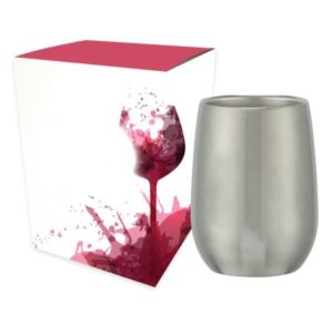 9 Oz. Stainless Steel Stemless Wine Glass With Custom Box | https://www.bestnamebadges.com