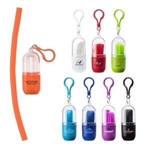 Bellini Silicone Straw in Capsule Case | https://www.bestnamebadges.com