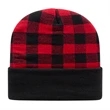 Plaid Knit Cap with Cuff | https://www.bestnamebadges.com