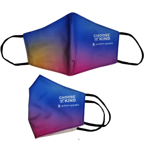 2-Layer Cotton Face Mask w/ Full Color Imprint & Bottom Hold