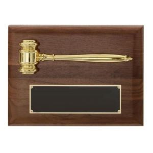 Gavel Plaque - Walnut | https://www.bestnamebadges.com