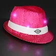 Shiny Single Colored Fedora Hats with Flashing Lights | https://www.bestnamebadges.com