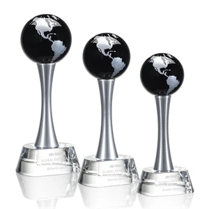 Willshire Globe Award - Black | https://www.bestnamebadges.com