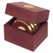 JAFFA® Four Coasters with Solid Cherry Chest | https://www.bestnamebadges.com