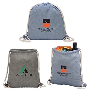 Huron Recycled Cotton Drawstring Tote | https://www.bestnamebadges.com