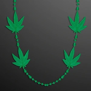 4-Charm Pot Leaf Necklace Cannabis Beads (Non-Light Up)