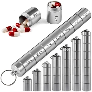 Waterproof Metal Aluminum Keychain 7 Days Pill Boxes