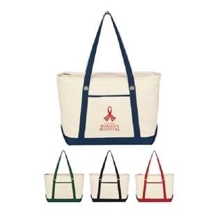 Large Cotton Canvas Sailing Tote Bag | https://www.bestnamebadges.com