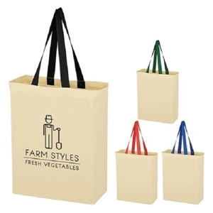 Natural Cotton Canvas Grocery Tote Bag | https://www.bestnamebadges.com
