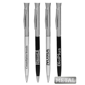 Union Printed, Promotional slender Metal Hotel Twister Pens