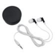 Earbuds In Round Plastic Case | https://www.bestnamebadges.com