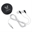 Earbuds In Round Plastic Case | https://www.bestnamebadges.com