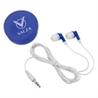 Earbuds In Round Plastic Case | https://www.bestnamebadges.com