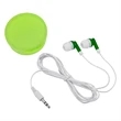 Earbuds In Round Plastic Case | https://www.bestnamebadges.com