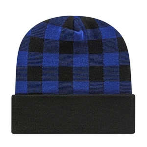 Cap America® Plaid Knit Beanie with Cuff | https://www.bestnamebadges.com