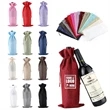 Linen drawstring Wine Bag | https://www.bestnamebadges.com