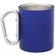 10 oz Stainless Steel Coffee Mugs w/ Custom Logo & Carabiner | https://www.bestnamebadges.com