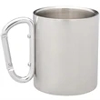 10 oz Stainless Steel Coffee Mugs w/ Custom Logo & Carabiner | https://www.bestnamebadges.com