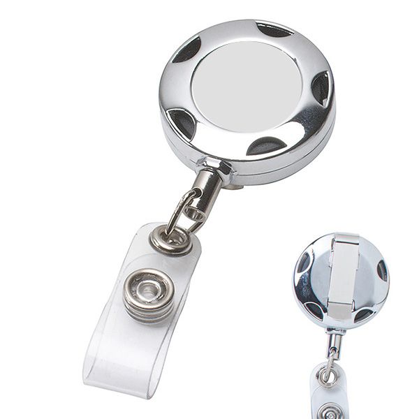 TIFFIN LZ 32" Cord Round Chrome Metal Retractable Badge Reel