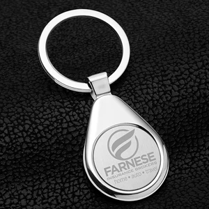 Raindrop Economy Laser Engraved Metal Keyholder | https://www.bestnamebadges.com