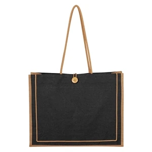 Paradise Jute Tote Bag | https://www.bestnamebadges.com