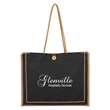Paradise Jute Tote Bag | https://www.bestnamebadges.com