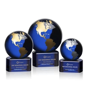 Marcana Globe Award - Blue/Gold | https://www.bestnamebadges.com