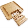 Bamboo Cheese Board& Cutlery Set with Slide-Out Drawer | https://www.bestnamebadges.com