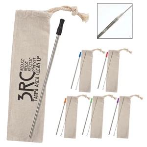 Stainless Straw Kit With Cotton Pouch | https://www.bestnamebadges.com
