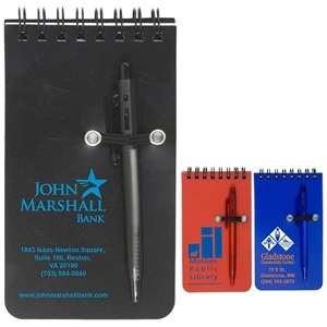Pocket Sized Spiral Jotter Notepad with Pen | https://www.bestnamebadges.com