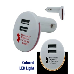 Dual USB Car Charger w/LED Light