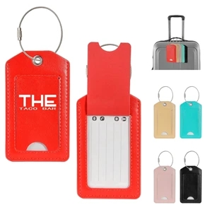 Metal Ring Leather Luggage Tag