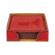 Red Leatherette Square Coaster Set | https://www.bestnamebadges.com