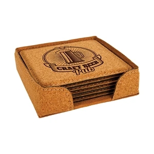 Agglomerated Cork Square Coaster Set