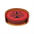 Red Leatherette Round Coaster Set | https://www.bestnamebadges.com