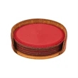 Red Leatherette Round Coaster Set | https://www.bestnamebadges.com