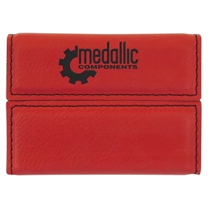 Red Leatherette Business Card Holder