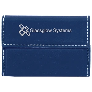Blue/Silver Leatherette Business Card Holder