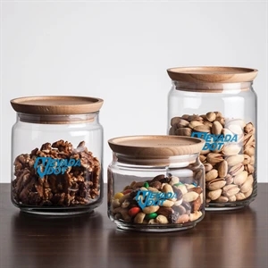 Finch Jar with Wooden Lid - Imprinted | https://www.bestnamebadges.com