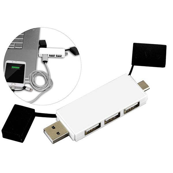 Freedom 2-in-1 3 Port Mini USB Hub with Type A & C