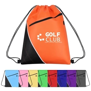 Non-woven Two Tone Drawstring Bag w/Front Pocket