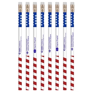 Union Printed - Patriotic USA Flag Foiled Pencils