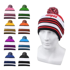 Acrylic Striped Winter Knit Beanie
